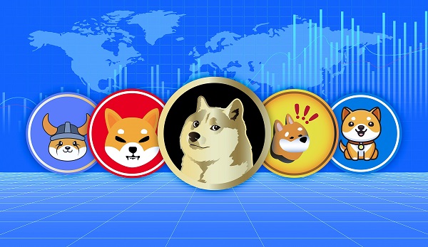 Various,Memecoin,Logos,On,Digital,Background.,3d,Illustrations.