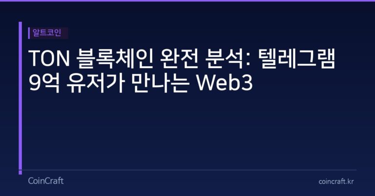 TON 블록체인 완전 분석: 텔레그램 9억 유저가 만나는 Web3