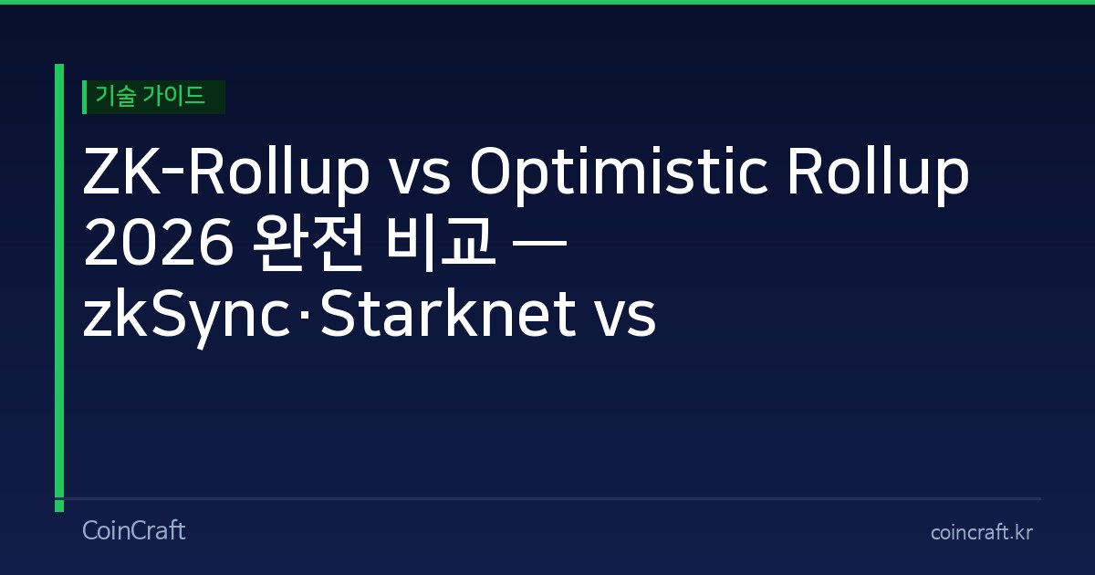 ZK-Rollup vs Optimistic Rollup 2026 완전 비교 — zkSync·Starknet vs Arbitrum·Optimism 최신 현황