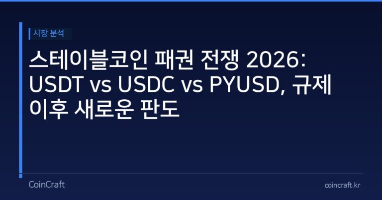 스테이블코인 패권 전쟁 2026: USDT vs USDC vs PYUSD, 규제 이후 새로운 판도