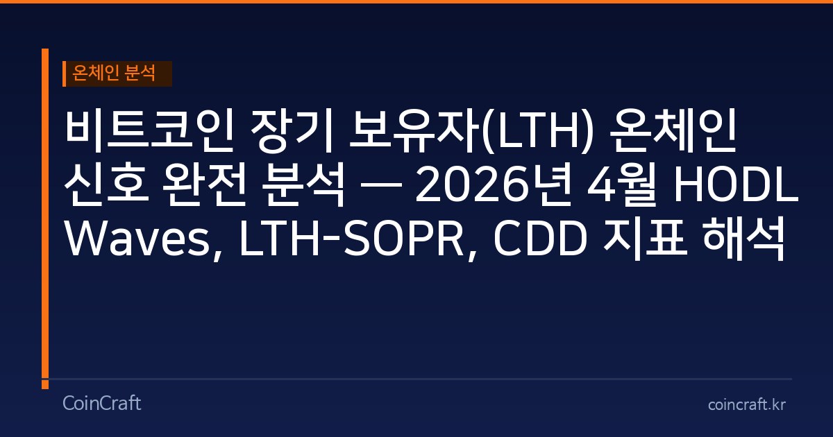 비트코인 장기 보유자(LTH) 온체인 신호 완전 분석 — 2026년 4월 HODL Waves, LTH-SOPR, CDD 지표 해석