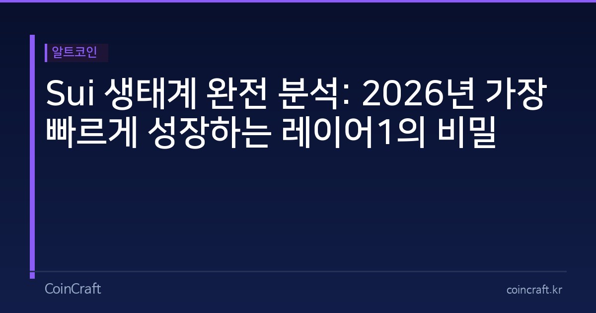 Sui 생태계 완전 분석: 2026년 가장 빠르게 성장하는 레이어1의 비밀