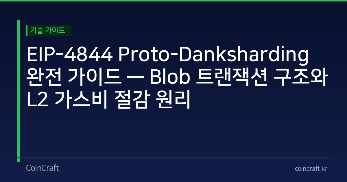 EIP-4844 Proto-Danksharding 완전 가이드 — Blob 트랜잭션 구조와 L2 가스비 절감 원리