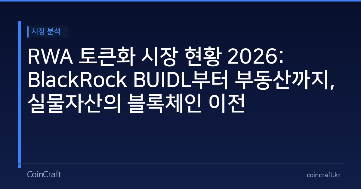 RWA 토큰화 시장 현황 2026: BlackRock BUIDL부터 부동산까지, 실물자산의 블록체인 이전
