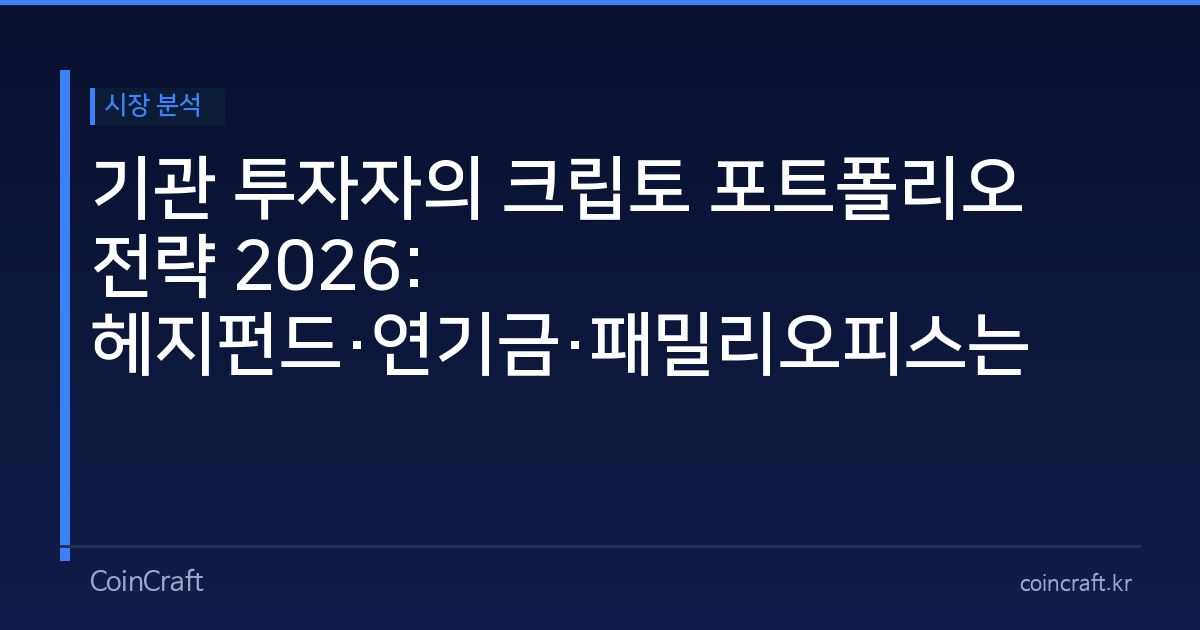기관 투자자의 크립토 포트폴리오 전략 2026: 헤지펀드·연기금·패밀리오피스는 어떻게 투자하나