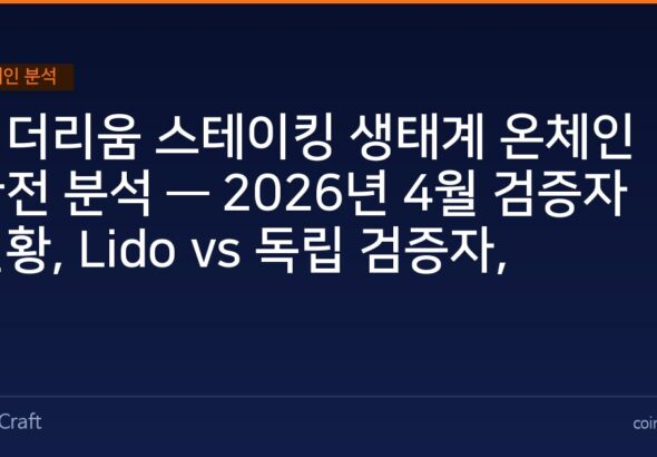이더리움 스테이킹 생태계 온체인 완전 분석 — 2026년 4월 검증자 현황, Lido vs 독립 검증자, 언스테이킹 대기열
