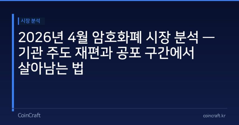 2026년 4월 암호화폐 시장 분석 — 기관 주도 재편과 공포 구간에서 살아남는 법