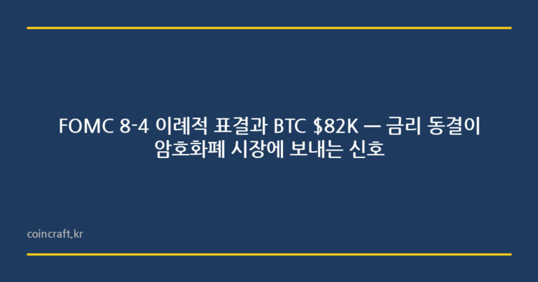 FOMC 8-4 이례적 표결과 BTC $82K — 금리 동결이 암호화폐 시장에 보내는 신호