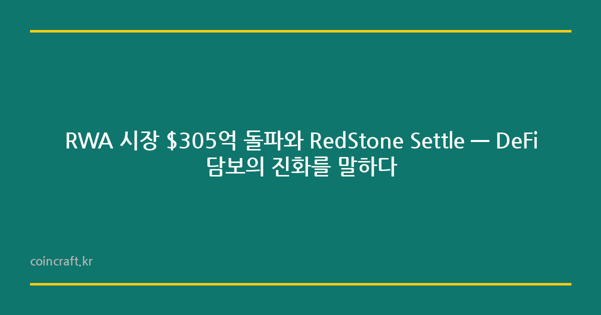 RWA 시장 $305억 돌파와 RedStone Settle — DeFi 담보의 진화를 말하다
